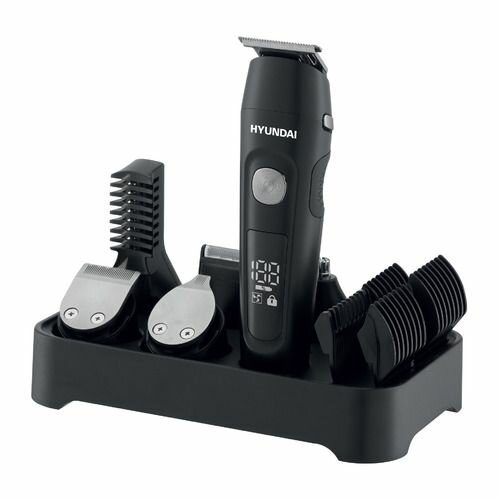 Машинка для стрижки Hyundai H-HC7120 черный/серебристый (насадок10шт)