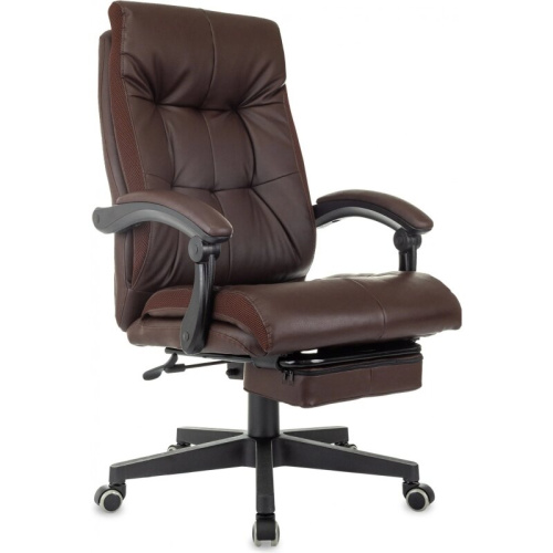 Кресло Бюрократ CH-824MSG-BF/BR-PU коричневый ткань/эко.кожа крестов. пластик подст.для ног