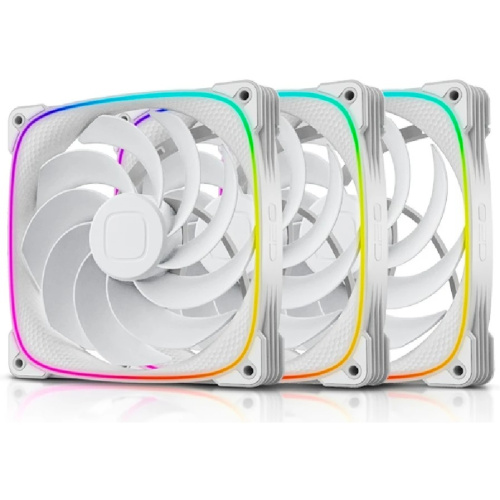 Комплект вентиляторов (3 шт.) Geometric Future Squama 2503RW-14 Reverse White (1F2503R314100) / 140mm, PWM, 2100 RPM, 71.80 CFM, 34.0 dBA, 5V ARGB