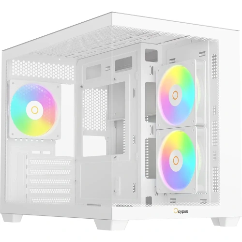 Корпус Ocypus Gamma C54 WH ARGB, (Gamma-C54-WHD300XX-GL) без БП, Midi-Tower, TG, 3x120mm 1xUSB-A 3.0 + 2xUSB 2.0, mATX, mITX White