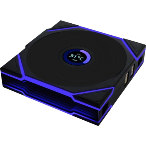 Вентилятор Lian-Li Uni Fan TL Wireless LCD 120 LCD ARGB (G99.12TLLCD1W1B.R0) 120х124x28 черный 4-pin 27дБ Ret
