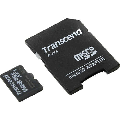 Карта памяти Transcend TS64GUSDXC10 microSDXC 64GB UHS-I Class U1 с адаптером