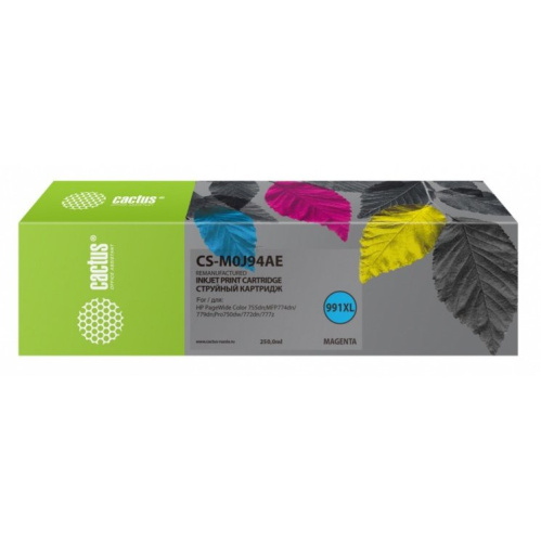 Картридж струйный Cactus 991XL CS-M0J94AE пурпурный (250мл) для HP PW 755dn/MFP774dn/779dn/Pro750dw/772dn