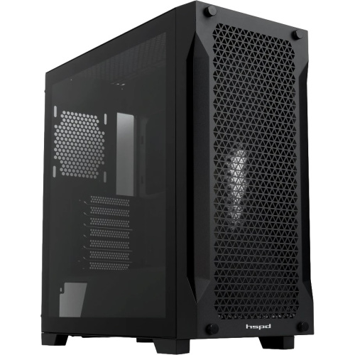Корпус HSPD M541 (M541-TGBK), без БП, Mesh Mid Tower, Black, TG, 0.7 SPCC, no fans, ATX, mITX, 170/405/210mm, 2x2.5", 7xPCI, 1xUSB-A 3.0