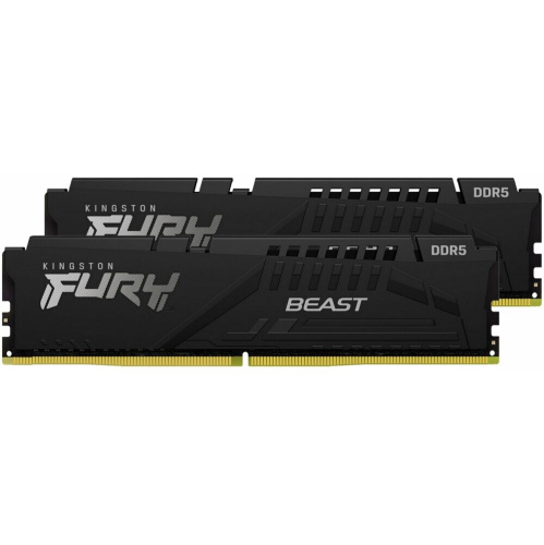 ОЗУ Kingston Fury Beast Black XMP CL40 (KF552C40BBK2-64) DDR5 DIMM 64Gb PC41600, 5200Mhz, (Kit of 2) (retail)