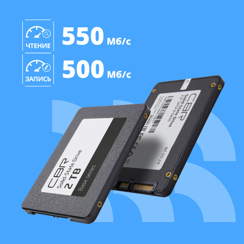 SSD CBR Base SSD-002TB-2.5-BS24b, 2048 GB, 2.5, SATA III 6 Gbit/s, 3D TLC NAND, R/W speed up to 550/500 MB/s, TBW