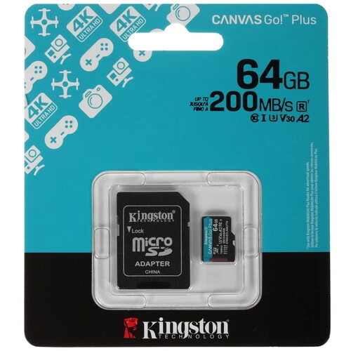 Карта памяти Kingston Canvas Go! Plus SDXC SDG4/64GB 64GB w/o adapter
