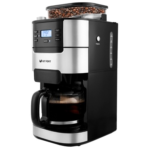 Кофеварка Капельная Kitfort Кт-720 Черный/Серебристый