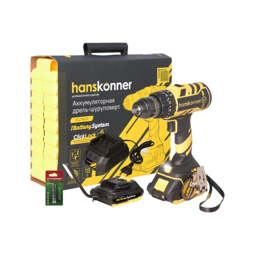 Дрель Hanskonner HCD1865I 2 акк. 2 Ач, кейс