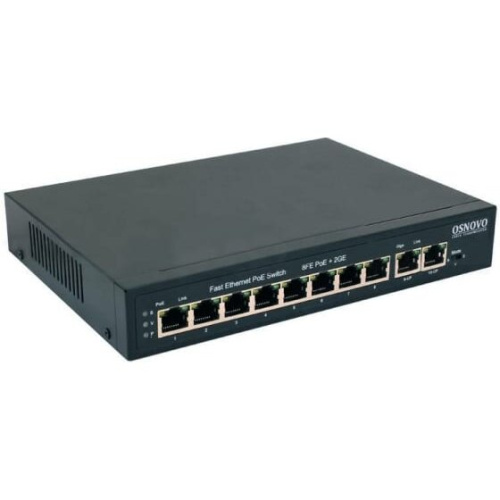 Коммутатор OSNOVO SW-20820(120W) PoE 8 x FE с поддержкой (IEEE 802.3af/at), 2 GE