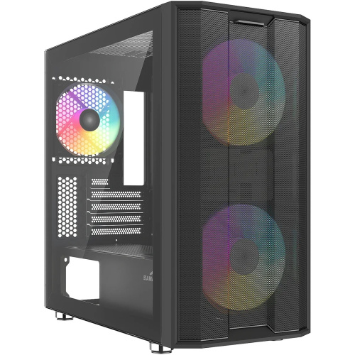 Корпус SAMA S30 Black (S30-BKMPA3X1-GL), без БП, Midi-Tower, TG, 2x140mm + 1x120mm ARGB, 1xUSB 3.0 3.1 Type-C, mATX, mITX