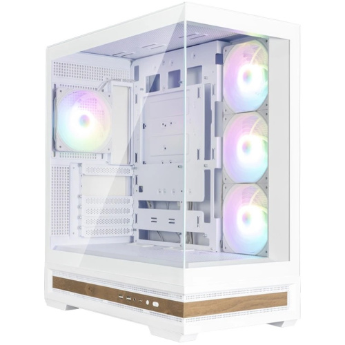 Корпус ZALMAN P40 Namu, ATX, White, Window, Wooden Element, 2xCombo(2.5” or 3.5”), 1xUSB Type-C, 2xUSB3.0, Side 3x120mm ARGB, Rear 1x120mm ARGB