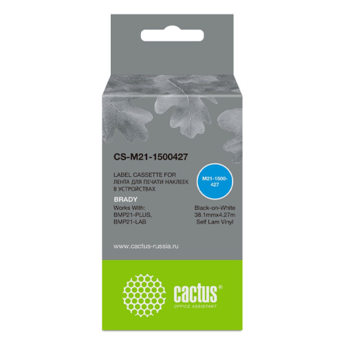 Картридж ленточный Cactus CS-M21-1500427 черный на белом 38.1x4.27 черный для Brady BMP21-PLUS, BMP21-LAB