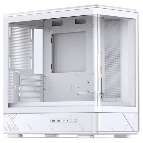 Корпус JONSBO D200 White без БП, бок. пан. из закал. стекла (панорама), mini-ITX, micro-ATX, белый