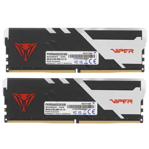 ОЗУ PATRIOT Viper Venom RGB PVVR564G520C40K DDR5 2x32Gb 5200MHz RTL PC5-41600 CL40 DIMM 288-pin 1.35В с радиатором Ret