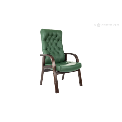 Кресло Бюрократ T-9928WALNUT-CF/GN зеленый кожа на ножках дерево