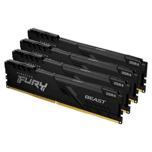 ОЗУ Kingston 64GB 3200MHz DDR4 CL16 DIMM (Kit of 4) 1Gx8 Fury Beast Black KF432C16BB1K4/64