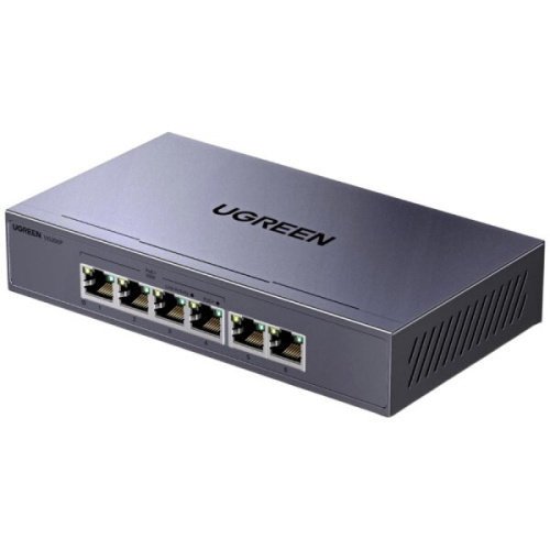Коммутатор сетевой UGREEN CM741 (35371EU) 6-Port 4*PoE 2*Gigabit Ports Ethernet Switch серый космос