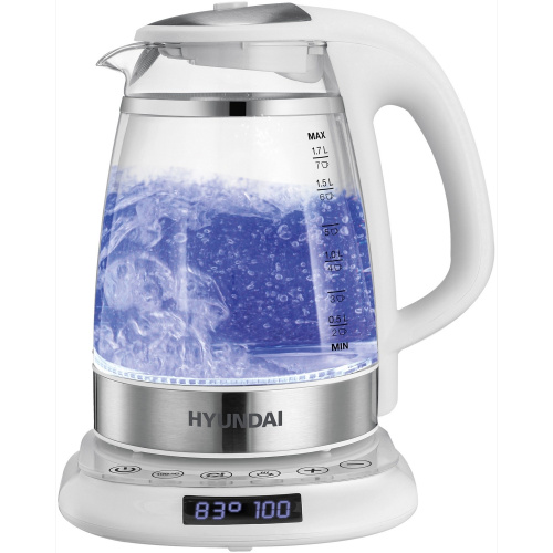 Электрочайник Hyundai HYK-G5507 белый/серебристый