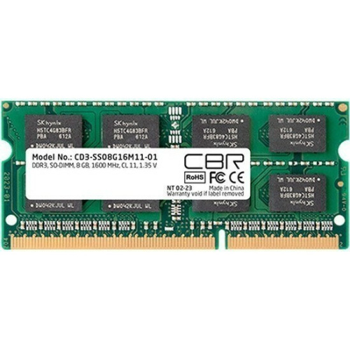 ОЗУ CBR CD3-SS08G16M11-01 DDR3 SODIMM 8GB PC3-12800, 1600MHz, CL11, 1.35V