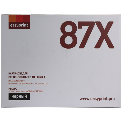Картридж Easyprint CF287X LH-87X для HP LaserJet Pro M501n/Enterprise M506dn/M506x/M527c/M527f/M527dn (18000 стр) черный, с чипом