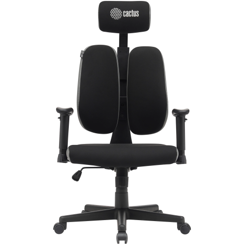 Кресло Cactus CS-CHR-MC03-BKGY черный/серый с подголов. крестов. пластик пластик черный