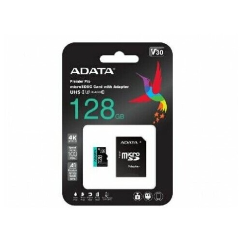 Карта памяти A-Data Premier Pro (AUSDX128GUI3V30SA2-RA1) microSDXC 128Gb Class10 + adapter