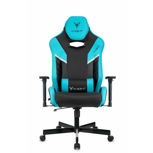 Кресло игровое Knight Thunder 5X BL черный/голубой эко.кожа