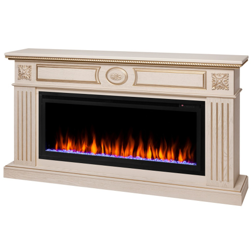 Электрокамин RealFlame Siena 42/BV WT белый дуб с золотой патиной с очагом Saphir 42