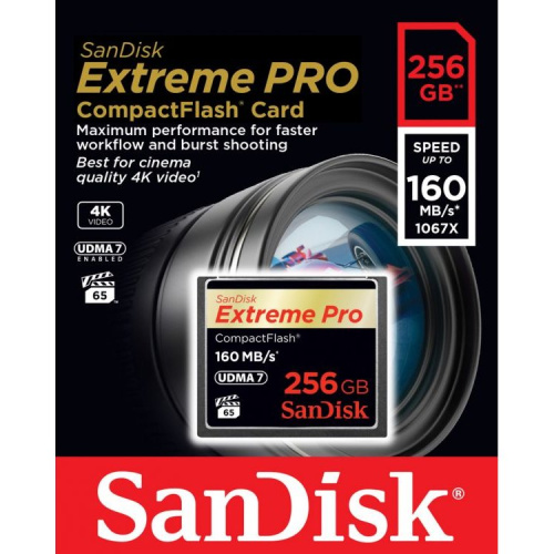 Карта памяти Sandisk SDCFXPS-256G-X46 Extreme Pro CF 160MB/s 256 GB VPG 65, UDMA 7
