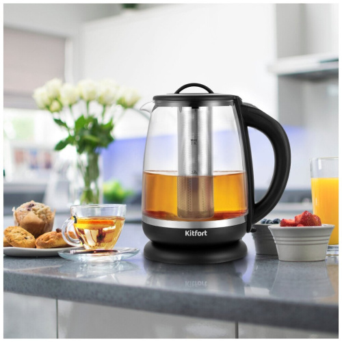 Электрочайник Kitfort КТ-6145 черный/серебристый