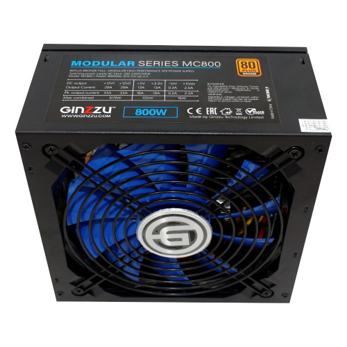 Блок питания Ginzzu MC800 14CM 80+Bronze