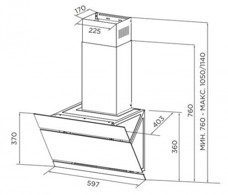 Вытяжка наклонная Midea MH60AN668GW белый/серебристый