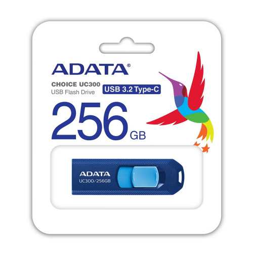 USB-флешка A-DATA UC300 (ACHO-UC300-256G-RNB/BU) 256GB USB 3.2/TypeC, синий/голубой