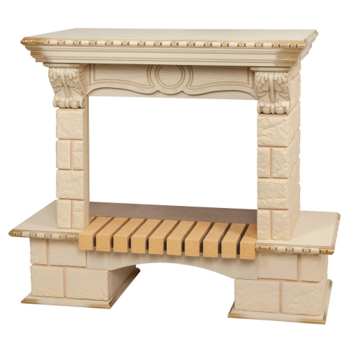 Портал каминный из МДФ RealFlame Bolero, МДФ, белый дуб с золотой патиной