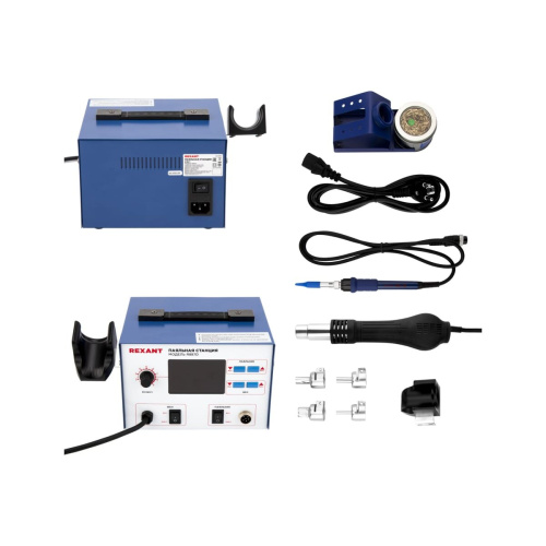 Паяльная станция REXANT 12-0727 2 в 1 паяльник+термофен, с ЖК дисплеем, 100-480 С