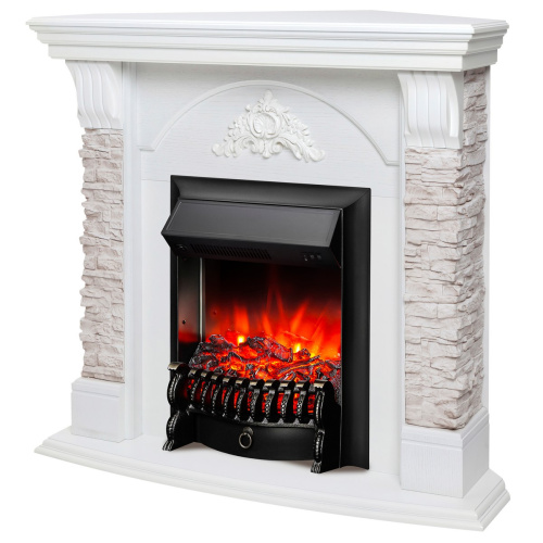 Электрокамин RealFlame Athena Corner GR белый с очагом Fobos Lux Black