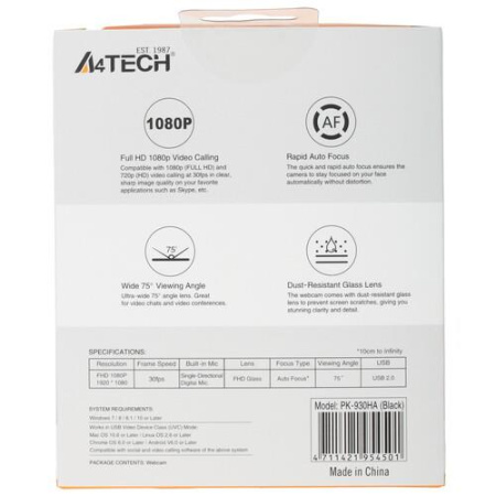 Веб-камера A4Tech PK-930HA