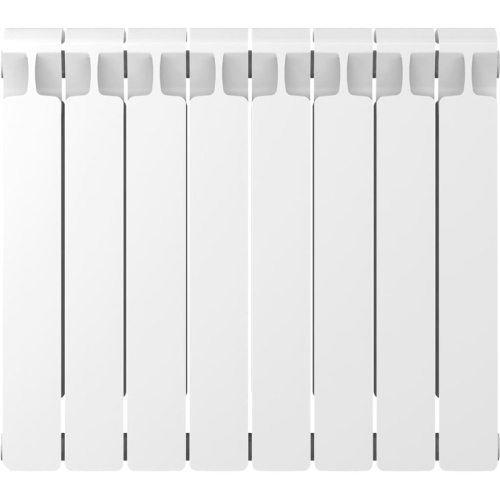 Биметаллический радиатор отопления Rifar Monolit 500 боковое подключение 8 секций белый RAL 9016