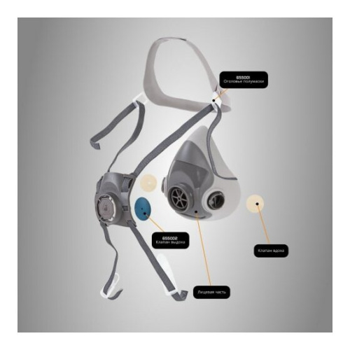 Полумаска Jeta Safety 5500P (5500P-M) фильтрующая из изолирующих материалов термопласт р.M