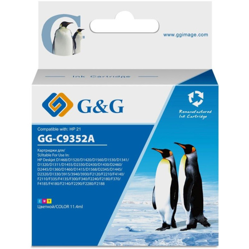 Картридж струйный G&G GG-C9352A 22 многоцветный (11.4мл) для HP DJ 3920/3940/D1360/D1460/D1470/D1560/D2330/D2360/D2430/D2460/F370/F375/F380/F2180/F2