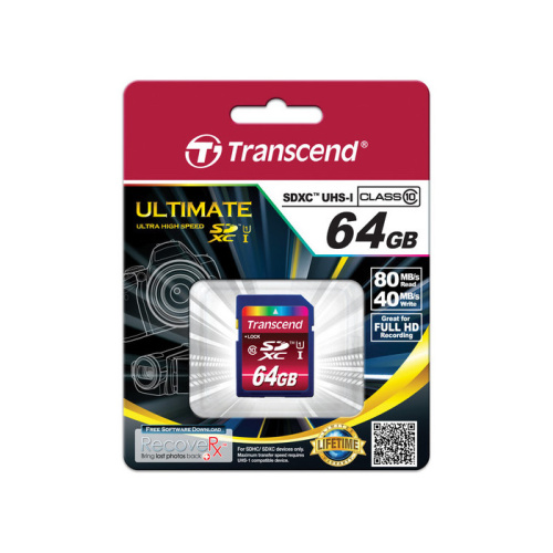 Карта памяти Transcend TS64GSDXC10U1 SDXC Ultimate, 64GB UHS-I Class 10 U1
