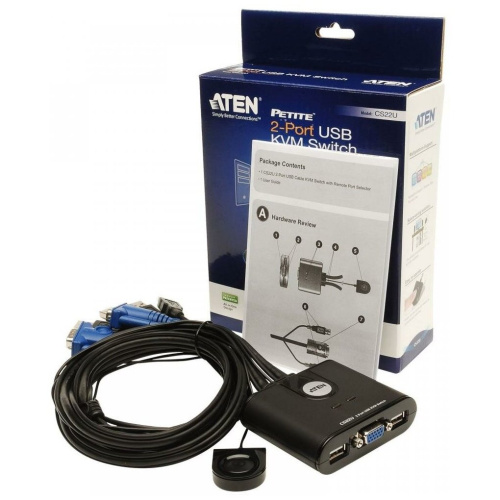 KVM-переключатель Aten CS22U-AT 2-Port USB VGA Cable KVM Switch with Remote Port Selector