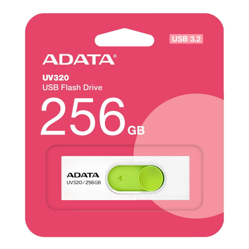 USB-флешка A-DATA UV320 (AUV320-256G-RWHGN) 256GB USB 3.2, белый/зеленый