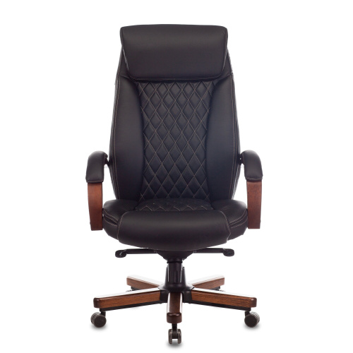 Кресло Бюрократ T-9924Walnut (T-9924Walnut/Black) кожа черный