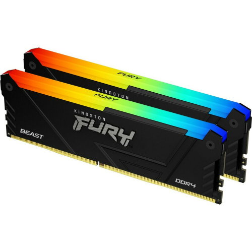 ОЗУ Kingston Fury Beast RGB KF432C16BB2AK2/32 DDR4 2x16GB 3200MHz RTL Gaming PC4-25600 CL16 DIMM 288-pin 1.35В kit single rank с радиатором Ret