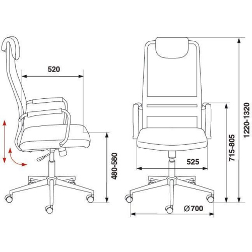 Кресло руководителя Бюрократ KB-9N/DG/TW-12 серый TW-04 TW-12 сетка крестовина хром