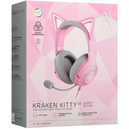Проводные наушники Razer Kraken Kitty V2 розовый