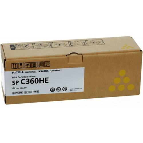 Картридж лазерный Ricoh SP C360HE (408187) желтый (6000стр.) для Ricoh SP C360DNw/C360SNw/C360SFNw/C361SFNw